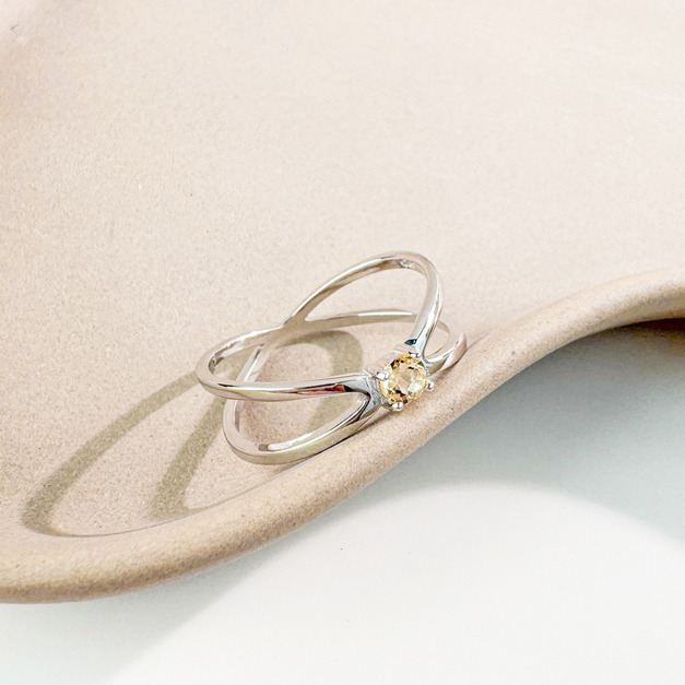 天然石│黃水晶圓舞曲 ‧ 純銀戒指