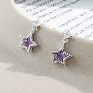 天然石│月光石 ‧ 紫水晶│星空舞曲 ‧ 純銀耳環