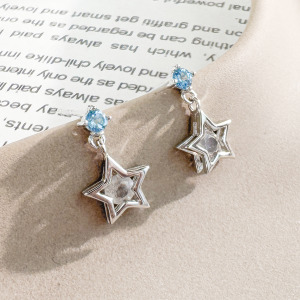 天然石│托帕石 ‧ 拉長石│星空舞曲 ‧ 純銀耳環