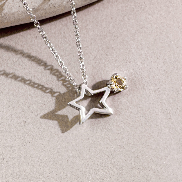 天然石│黃水晶星辰 ‧ 純銀項鍊