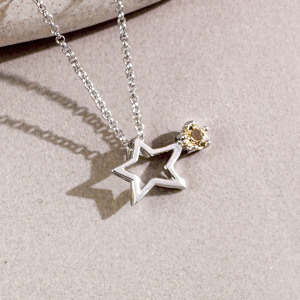 天然石│黃水晶星辰 ‧ 純銀項鍊