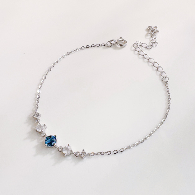 天然石│托帕石 ‧ 月光石 ‧ 白水晶│圓舞曲 ‧ 純銀手鍊