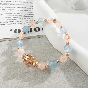 天然石│海藍寶 ‧ 紅膠花│美夢成真 ‧ 水晶手串