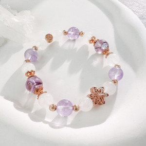 天然石│白幽靈 ‧ 紫水晶│雪羽輕舞 ‧ 水晶手串