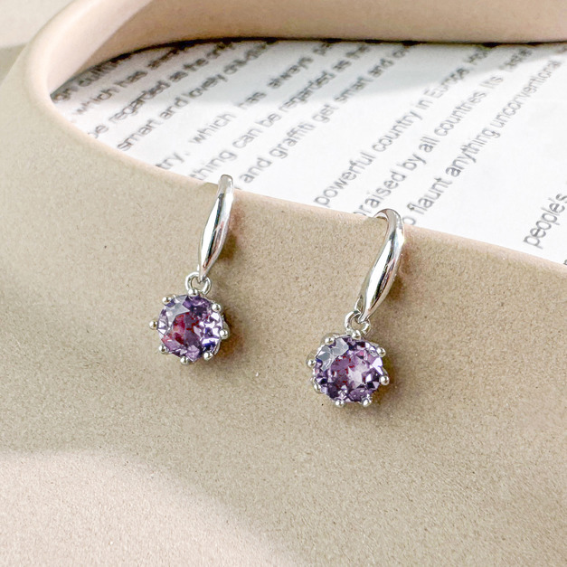 天然石│紫水晶圓舞曲 ‧ 純銀耳環