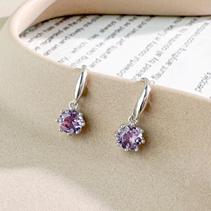 天然石│紫水晶圓舞曲 ‧ 純銀耳環