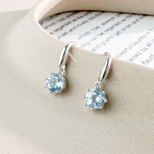 天然石│托帕石圓舞曲 ‧ 純銀耳環