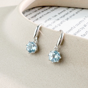 天然石│托帕石圓舞曲 ‧ 純銀耳環