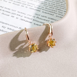 天然石│黃水晶圓舞曲 ‧ 純銀耳環