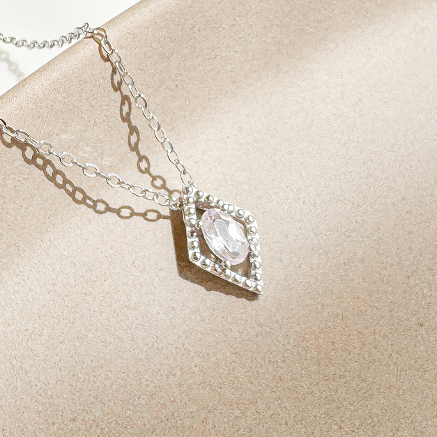 天然石│粉水晶璀璨之光 ‧ 純銀項鍊