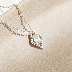 天然石│粉水晶璀璨之光 ‧ 純銀項鍊