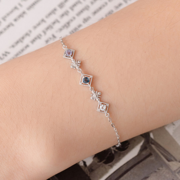 天然石│海藍寶 ‧ 托帕石 ‧ 堇青石│浪漫交響曲 ‧ 純銀手鍊