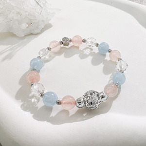 天然石│粉水晶 ‧ 海藍寶 ‧ 白水晶│盛夏約定 ‧ 水晶手串