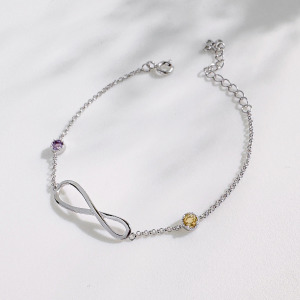 天然石│紫水晶 ‧ 黃水晶│永恆無限 ‧ 純銀手鍊