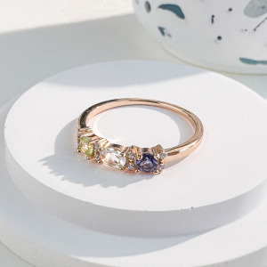 天然石│橄欖石 ‧ 白水晶 ‧ 堇青石│璀璨時光 ‧ 純銀戒指