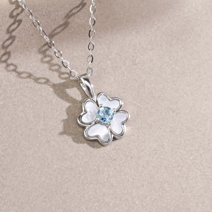 天然石│托帕石四葉草 ‧ 純銀項鍊