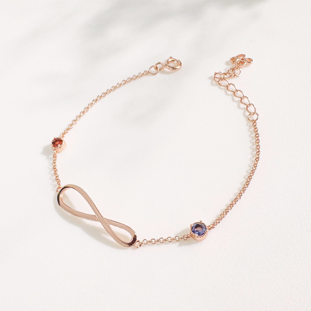 天然石│石榴石 ‧ 堇青石│永恆無限 ‧ 純銀手鍊