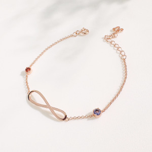 天然石│石榴石 ‧ 堇青石│永恆無限 ‧ 純銀手鍊