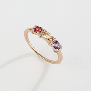 天然石│石榴石 ‧ 黃水晶 ‧ 紫水晶│璀璨時光 ‧ 純銀戒指