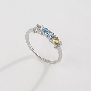 天然石│白水晶 ‧ 托帕石 ‧ 黃水晶│璀璨時光 ‧ 純銀戒指