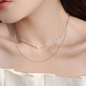 珍珠鏈條 ‧ 純銀項鍊