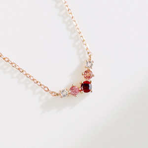 天然石│石榴石 ‧ 粉碧璽 ‧ 白水晶│幸福期盼 ‧ 純銀項鍊