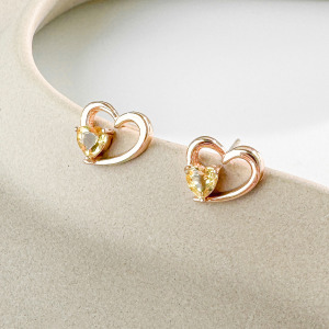 天然石│黃水晶心動時分 ‧ 純銀耳環