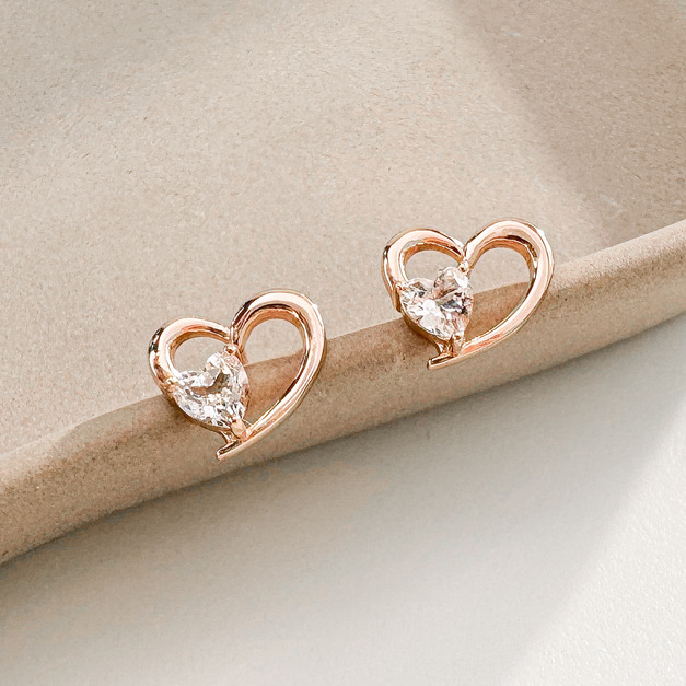 天然石│托帕石心動時分 ‧ 純銀耳環 (玫)