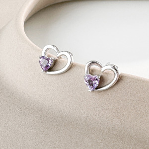 天然石│紫水晶心動時分 ‧ 純銀耳環
