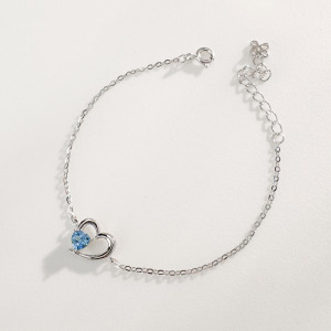 天然石│托帕石心動時分 ‧ 純銀手鍊 (銀)