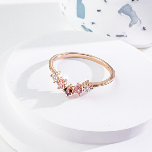 天然石│石榴石 ‧ 粉碧璽 ‧ 白水晶│幸福期盼 ‧ 純銀戒指