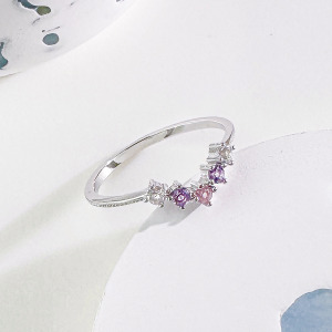 天然石│粉碧璽 ‧ 紫水晶 ‧ 白水晶│幸福期盼 ‧ 純銀戒指