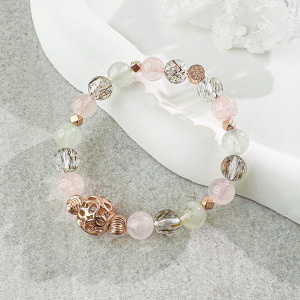 天然石│粉水晶 ‧ 黑金超七 ‧ 葡萄石│花語時光 ‧ 水晶手串