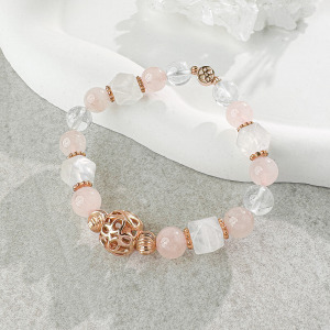 天然石│粉水晶 ‧ 月光石 ‧ 托帕石│浪漫時分 ‧ 水晶手串