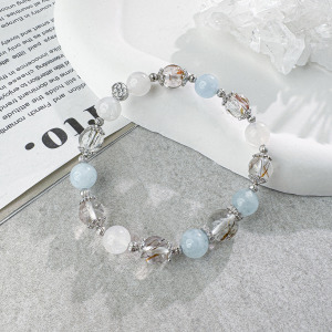 天然石│黑金超七 ‧ 海藍寶 ‧ 月光石│海洋練習曲 ‧ 水晶手串