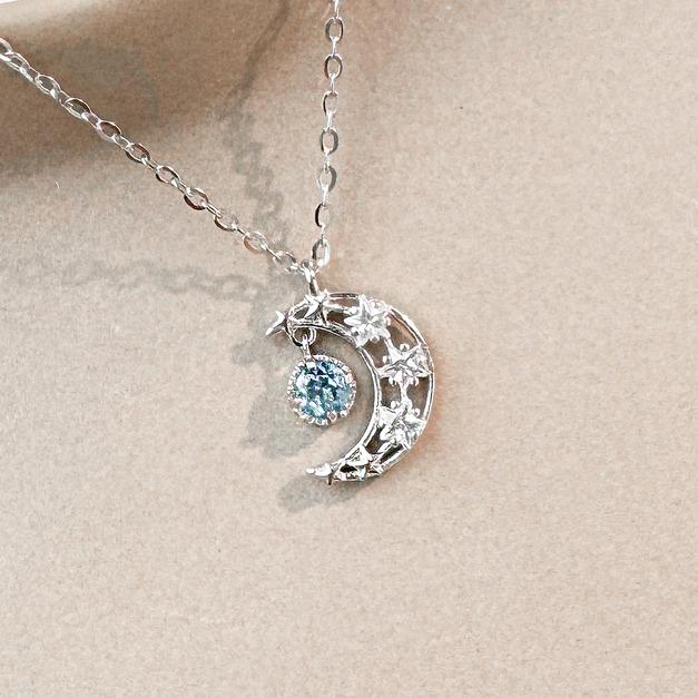 天然石│托帕石星月交輝 ‧ 純銀項鍊