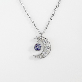 天然石│堇青石星月交輝 ‧ 純銀項鍊