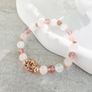 天然石│粉水晶 ‧ 草莓晶 ‧ 月光石│愛神降臨 ‧ 水晶手串