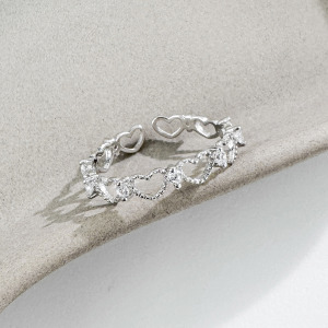 鏤空心鑽 ‧ 純銀戒指