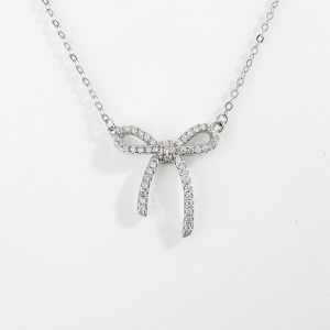 蝴蝶結鑽 ‧ 純銀項鍊