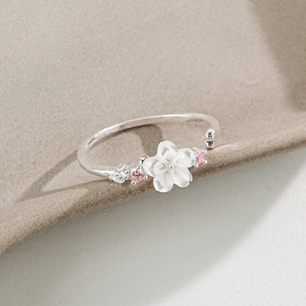 白花粉鑽 ‧ 純銀戒指