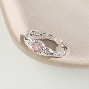 天然石│粉碧璽永恆無限 ‧ 純銀戒指
