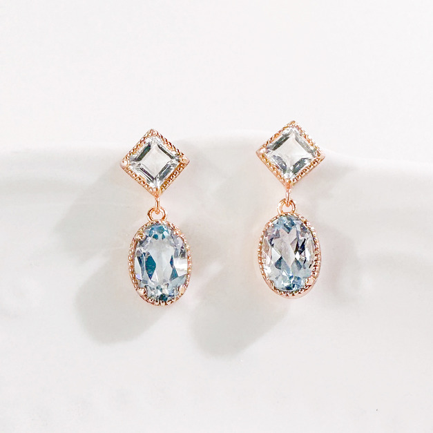 天然石│白水晶 ‧ 托帕石│時光協奏曲 ‧ 純銀耳環