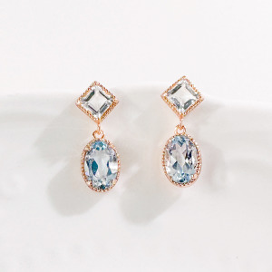 天然石│白水晶 ‧ 托帕石│時光協奏曲 ‧ 純銀耳環