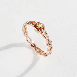 天然石│黃水晶永恆無限 ‧ 純銀戒指