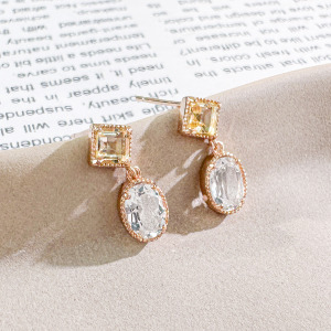 天然石│黃水晶 ‧ 白水晶│時光協奏曲 ‧ 純銀耳環