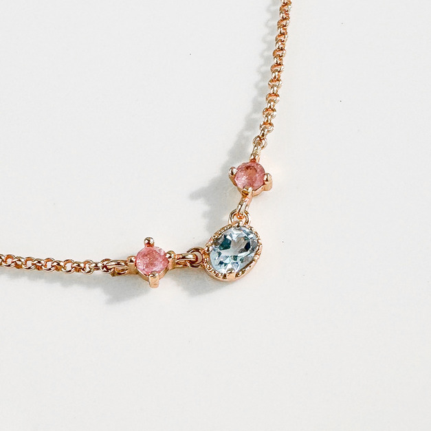 天然石│托帕石 ‧ 粉碧璽│幸福約定 ‧ 純銀項鍊