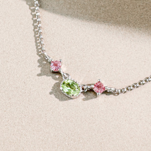 天然石│橄欖石 ‧ 粉碧璽│幸福約定 ‧ 純銀項鍊