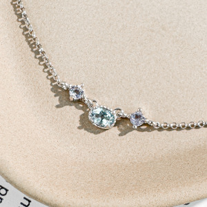 天然石│托帕石 ‧ 堇青石│幸福約定 ‧ 純銀項鍊