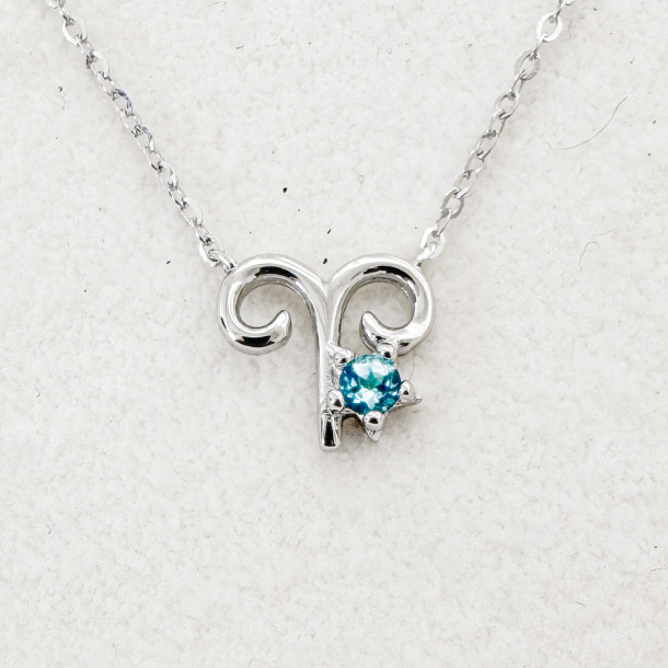 天然石│十二星座│托帕石牡羊座 ‧ 純銀項鍊